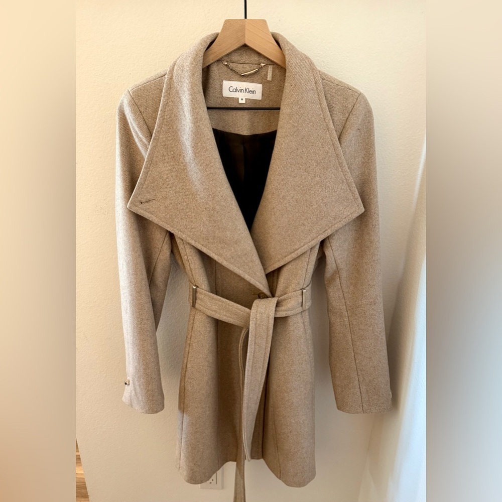 Calvin Klein Tan Wool Coat Size M